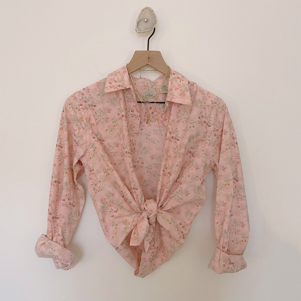 LL Bean Pink Floral Buttonup - Size: S